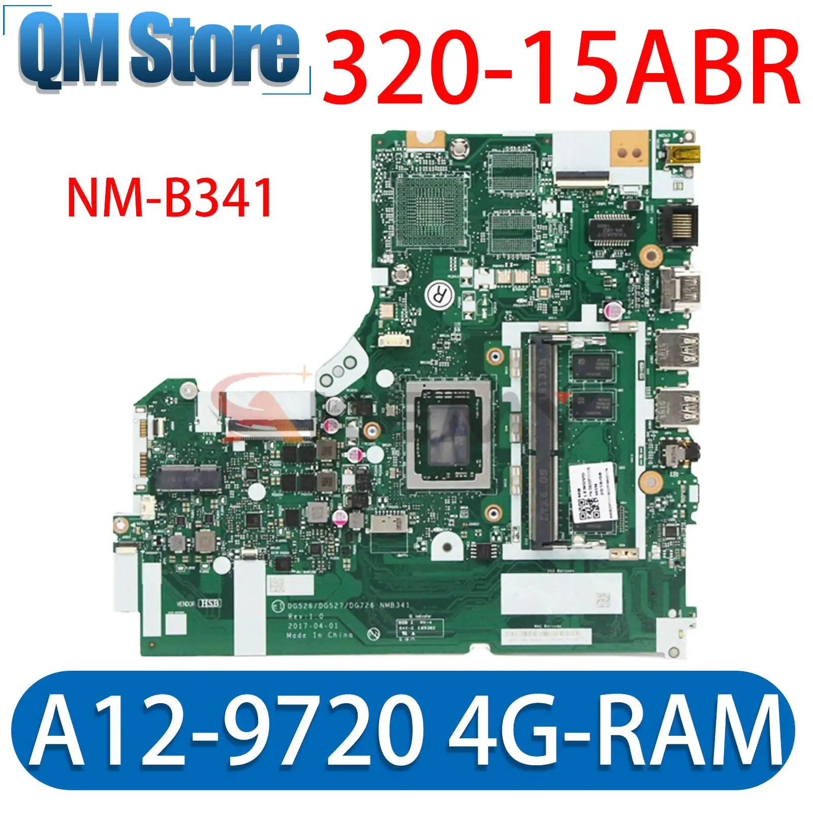 

5B20P11088 For Lenovo IdeaPad 320-15ABR Laptop Motherboard DG526/DG527/DG726 NMB341 NM-B341 With A12-9720 4G-RAM 100% Tested OK