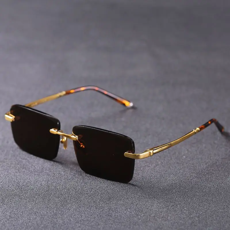 

Pure natural crystal glasses male brown stone sunglasses men rimless gold mineral lens anti scratch Cool Moisturizing eye