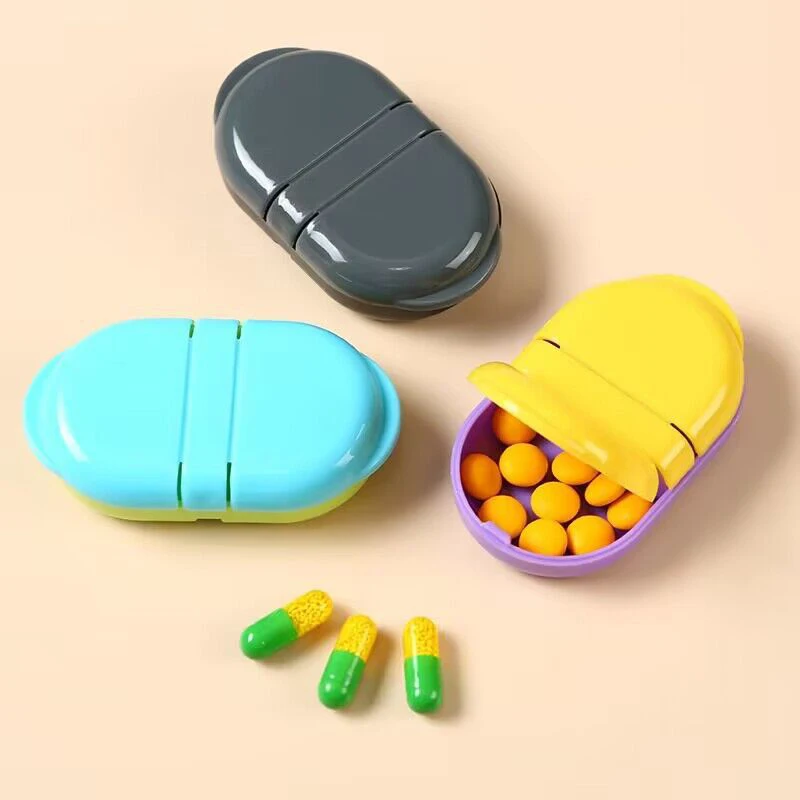 

Контейнер для таблеток, компактный органайзер для таблеток с 2 отделениями, дорожный контейнер для таблеток, контейнер для хранения лекарств