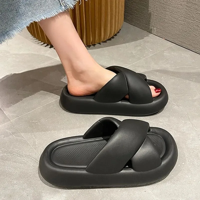 Women Platform Slippers Indoor Shoes Female Home Beach Flip Flops Soft EVA Thick Sole Ladies Fashion Slides Girls Cross Slipper
