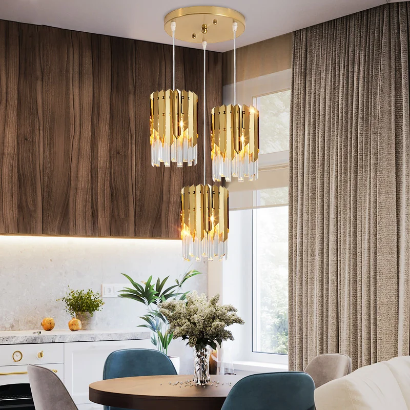 

Copper Chandelier Luxury Crystal Modern Pendant Lamp Indoor LED Hanging Light For Living Room Restaurant Bedroom Bar Lamp