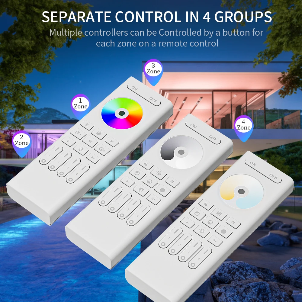 Фото 2,4 ГГц RF RGB RGBWW CCT 4-зонный дистанционный регулятор яркости светодиодной ленты для управления фотографиями фотолампы WB5 Milight светодиодный контроллер №1