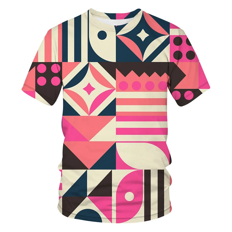 

Футболка Мужская/женская с забавным геометрическим 3D-принтом, повседневный свитшот с коротким рукавом, уличная одежда в стиле Харадзюку
