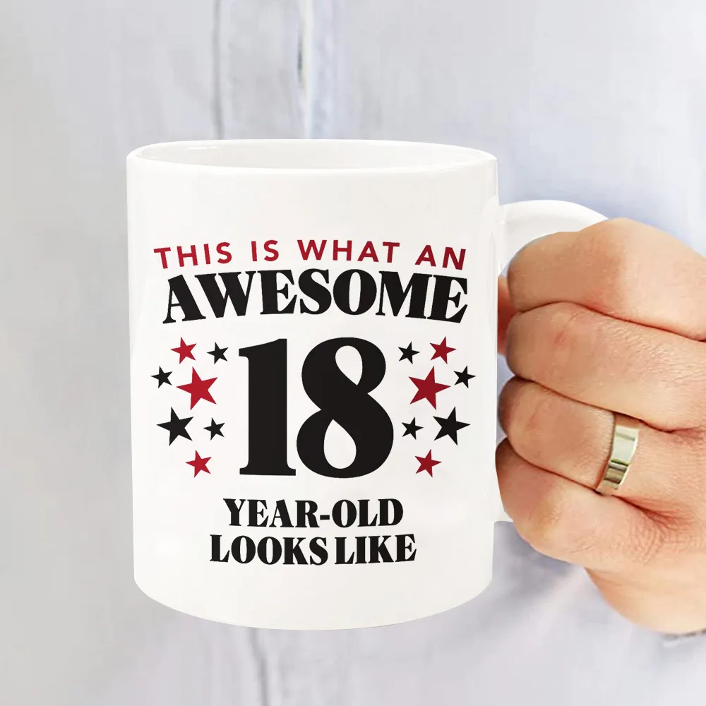 

1 шт., Прямая поставка, 1 шт., совершенно Новая креативная кофейная кружка 350 мл, бытовая чайная чашка, керамическая кружка на 18-й день рождения,...