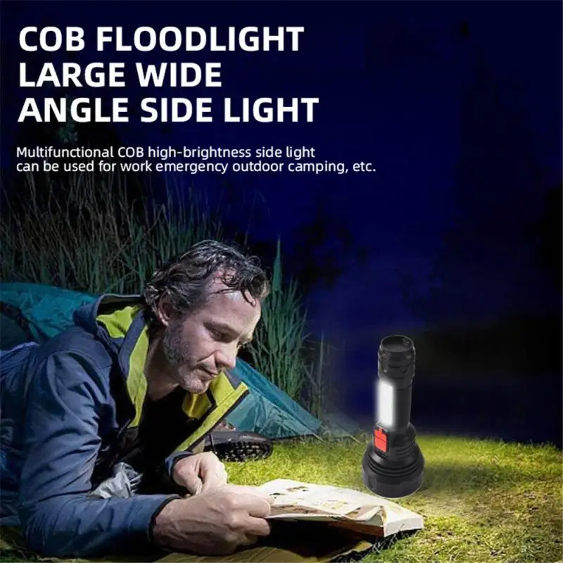 

Strong Light Flashlight Long Distance Tactical 9LED Torch Outdoor Waterproof COB 4 Modes USB Rechargeable Bicycle Flashlight