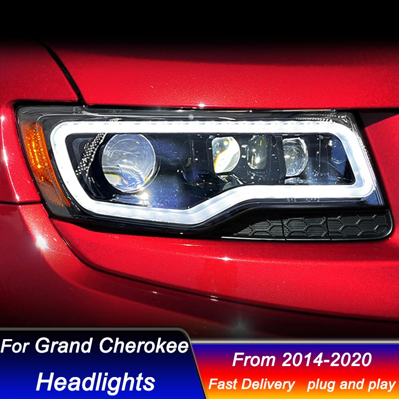 Автомобильные светодиодные фары для Jeep Grand Cherokee 2014-2020 новый стиль полностью DRL