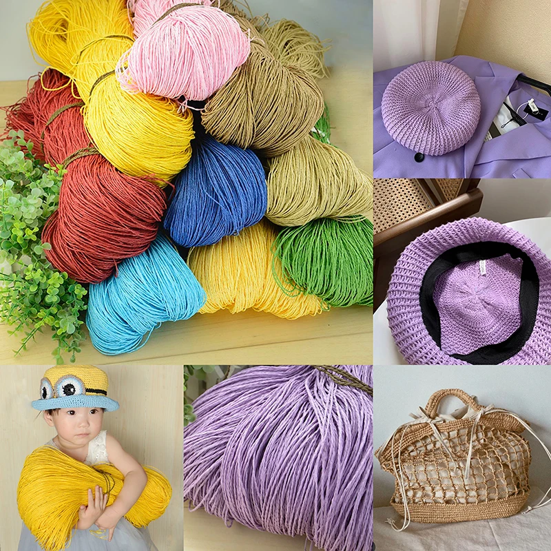 

Summer Raffia Yarn Crochet Natural Paper Straw Rattan Material Threads Handcrafts For DIY Knitting Hat Handbag Purse Basket 500g