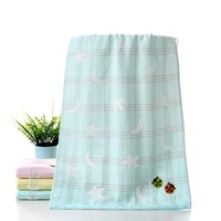 2525 100 cotton gauze towels square handkerchief 3472 face towel high quality plaid beetle embroidery wholesale for baby kids
