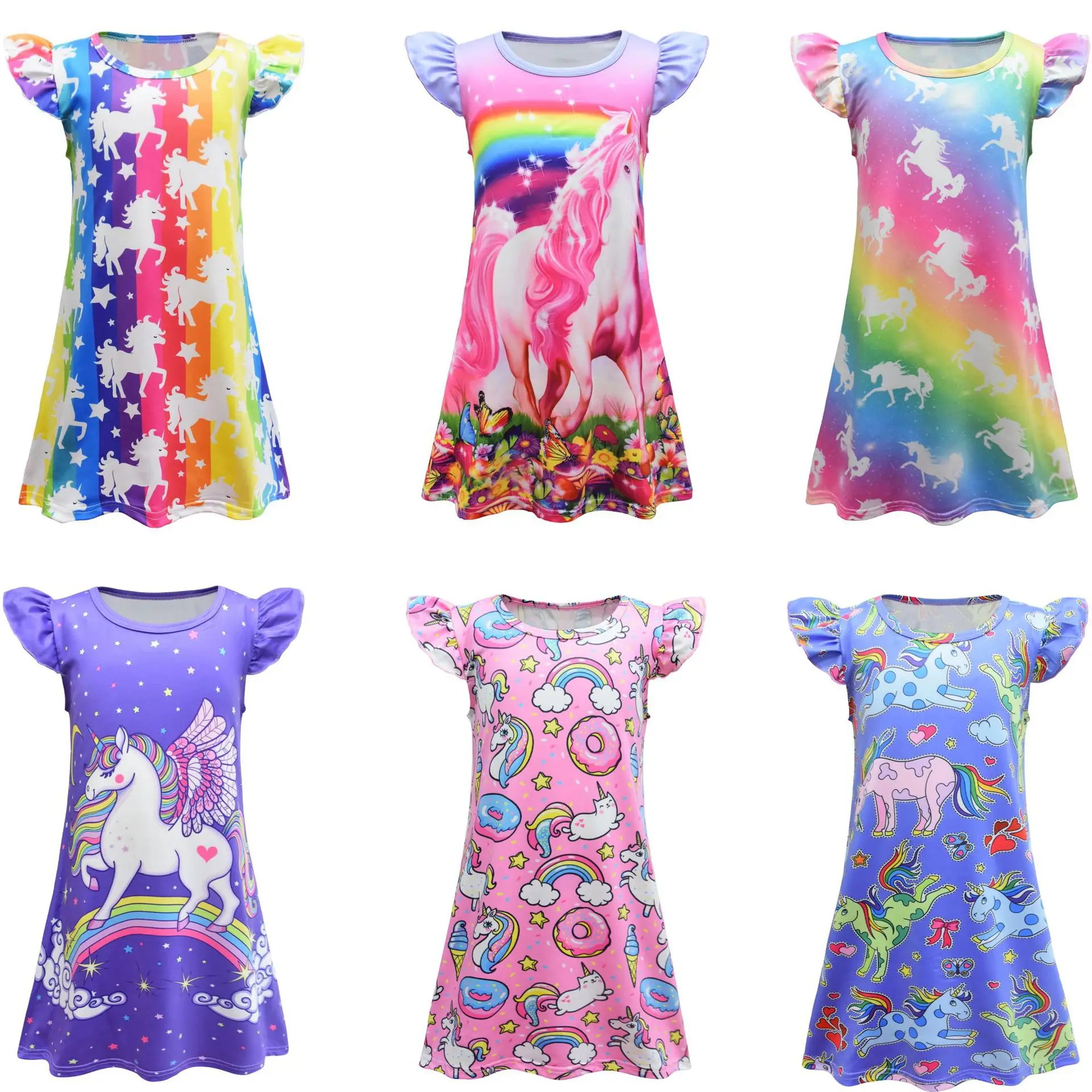 

Юбка Детская Радужная в европейском и американском стиле с единорогом