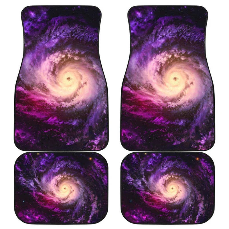 

Purple Galaxy Space Spiral Cloud Print Front and Back Car Floor Mats Heavy Carpet Front and Rear Full Set 4PCs Pack