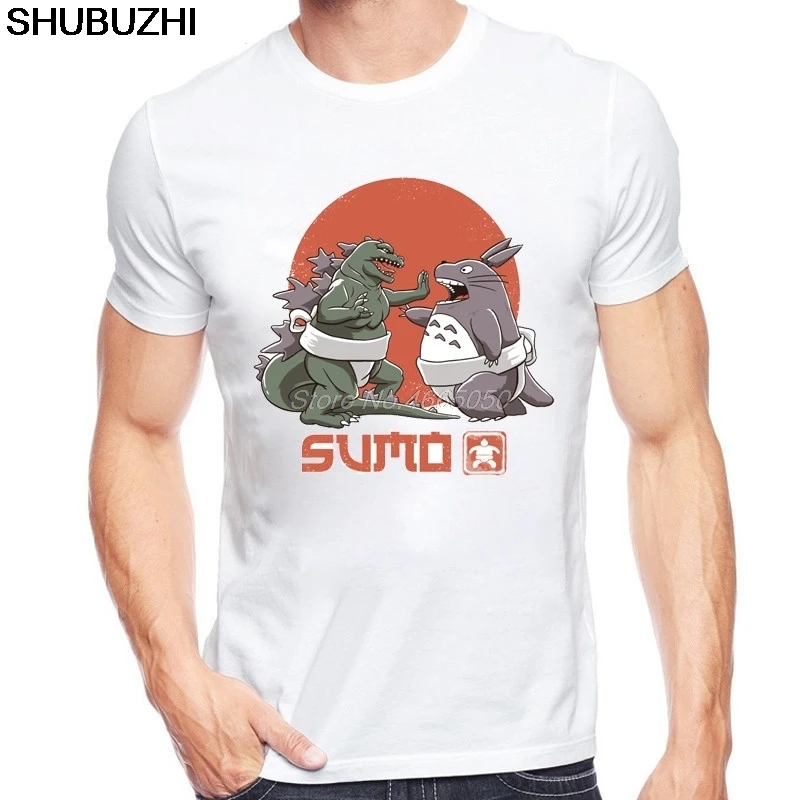 

Summer New Japanese style sumo T-shirt Novelty cartoon Totoro design Men Tshirt O Neck Mens Clothing T Shirt euro size