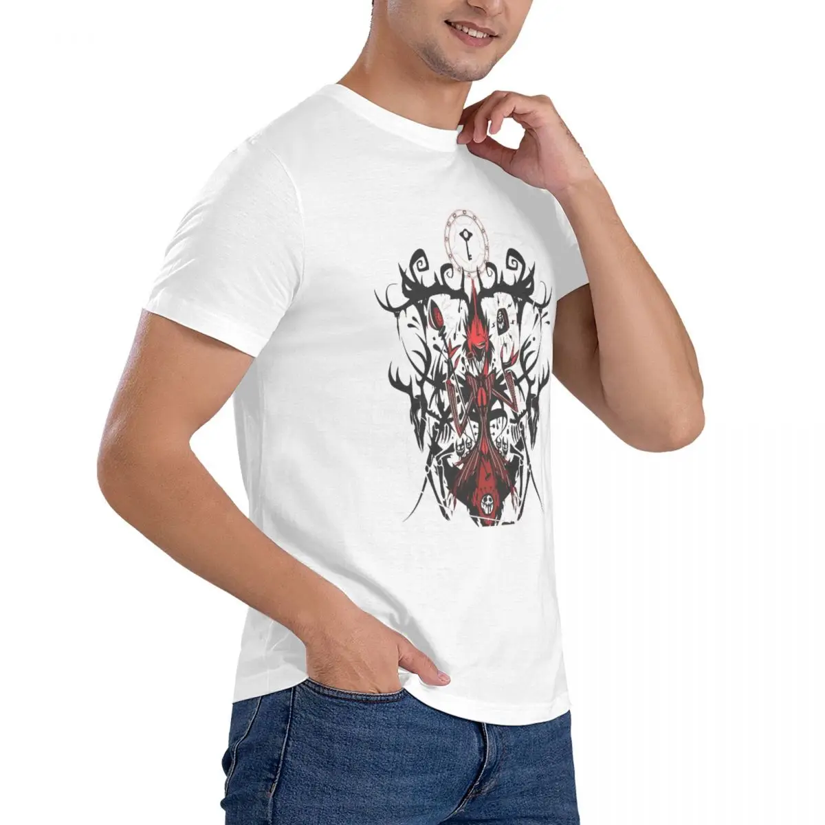 Мужские футболки с изображением демона Аластора H-Hazbin Hotel крутые хлопковые