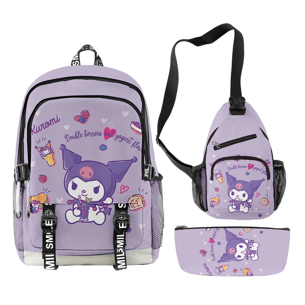 

Three-piece Set of 3D New Product Printing Around Sanrio Kulomi Student Schoolbag Two-dimensional Backpack Pencil Bag Satchel