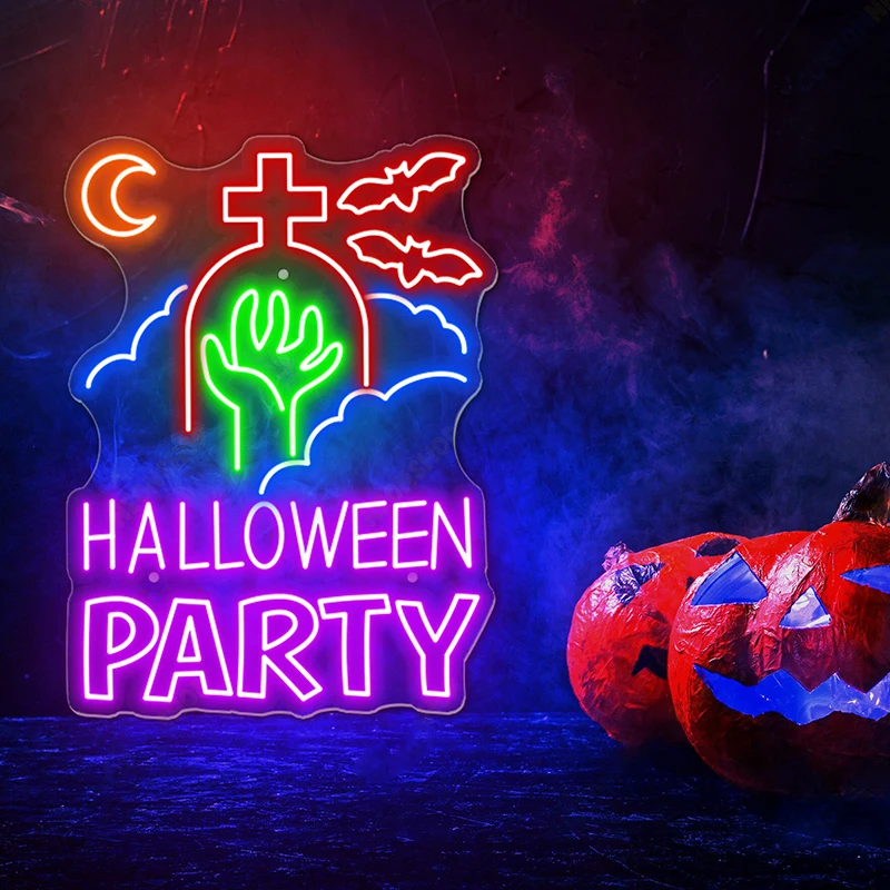 

Halloween Party Led Neon Sign Handmade Pumpkin Custom Neon Signs for Halloween Party Decor Home Wall Art Night Light Lamp