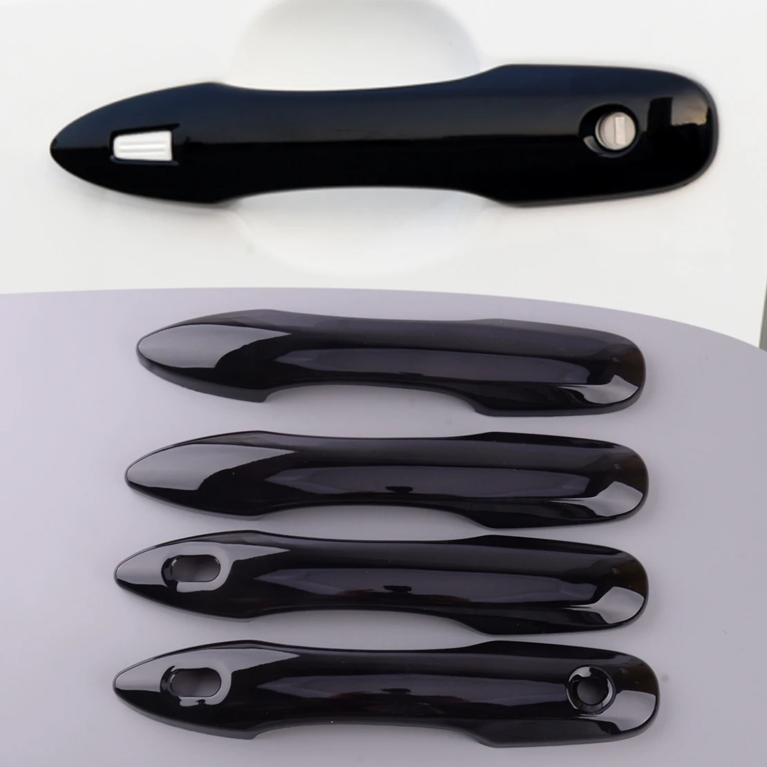 

1 Set Car Exterior Side Door Handle Cover Cap Trim Decor Fit for Toyota Corolla Cross 2022-2023 Glossy Black ABS