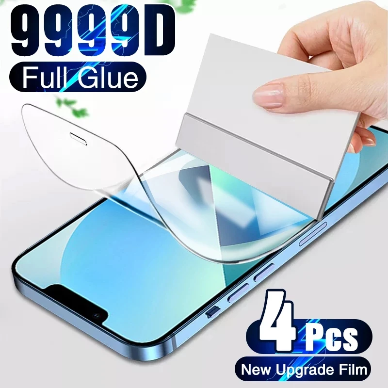 4 шт полное покрытие Гидрогелевая пленка для iPhone 13 12 X XS XR MAX 6 7 8 Plus 11 Pro Max защита
