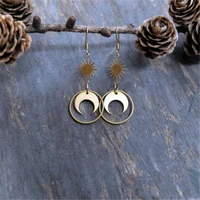 2022 new retro new sun flower moon circle pendant ear hook earrings earrings jewelry