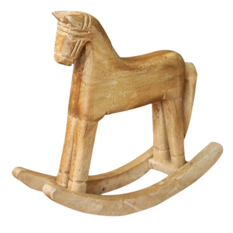 

Wooden Rocking Horse Animal Decoration Desktop Decoration Wood Carving Craft Gift for Kids Living Room Decoration Home Decore