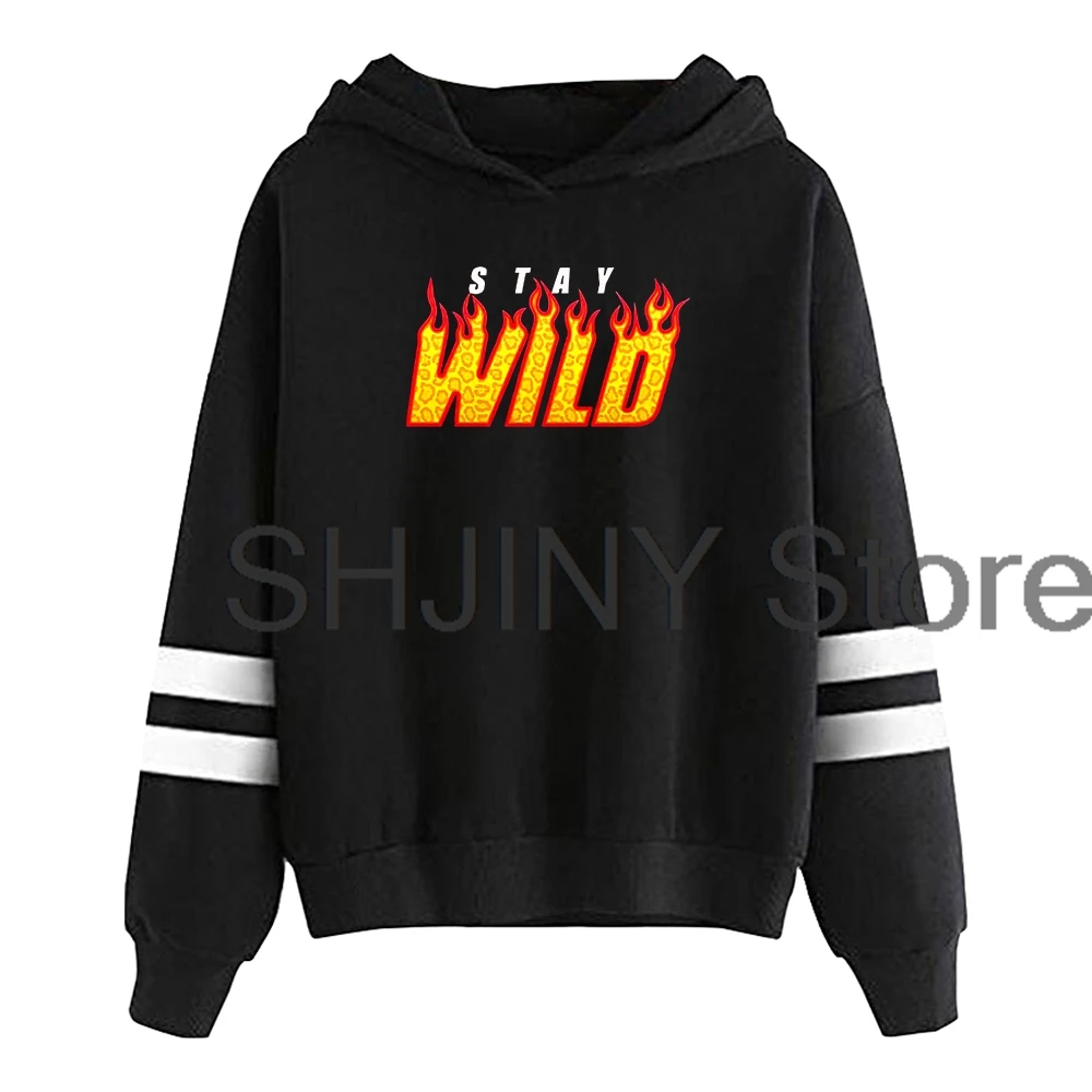 Ben Azelart Stay Wild Merch Толстовка с капюшоном без карманов параллельными перекладинами и