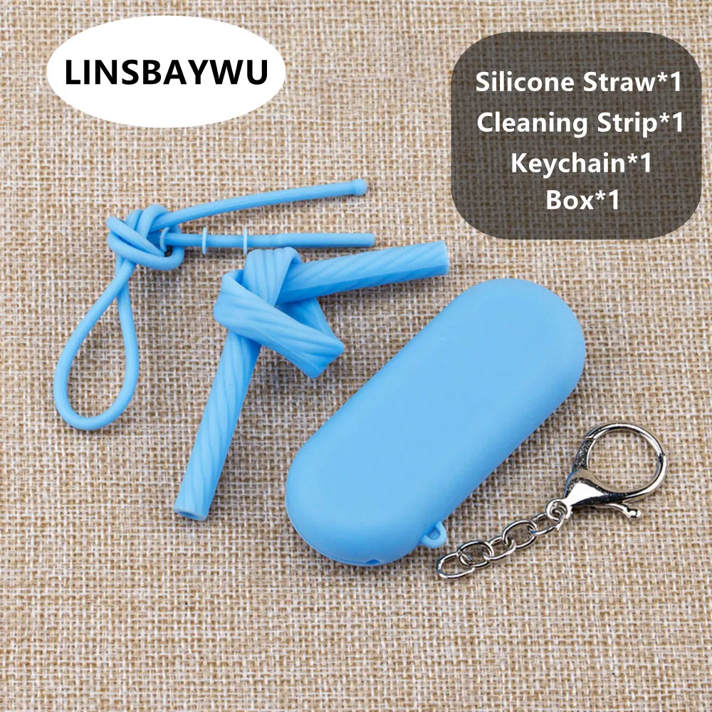 Reusable Silicone Drinking Straws With Box Creative Portable Straws Sturdy Bent Straight Straw With Cleaning Strip Bar Accessory
