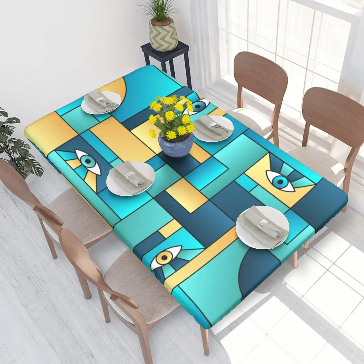 Пользовательские открытые глаза Баухаус геометрическая прямоугольная скатерть