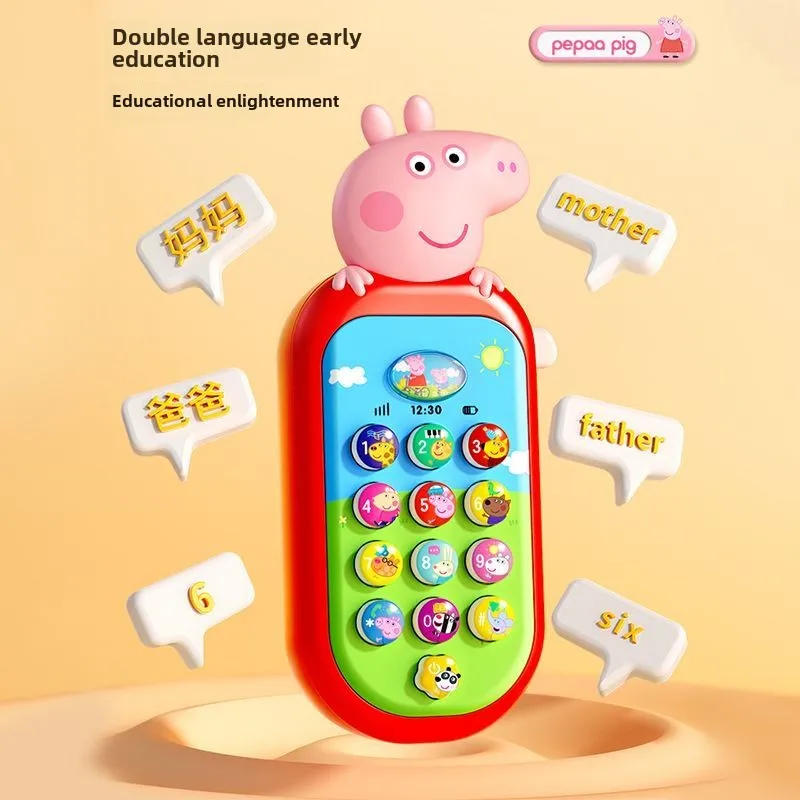 Hasbro Свинка Пеппа Детские игрушки для телефона Двуязычный телефон Музыкальная