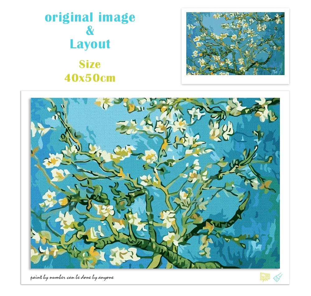 RUOPOTY Frame DIY Painting By Numbers Van Gogh Starry Sky Picture By Numbers Landscape Wall Art Acrylic Paint For Home Decor Art