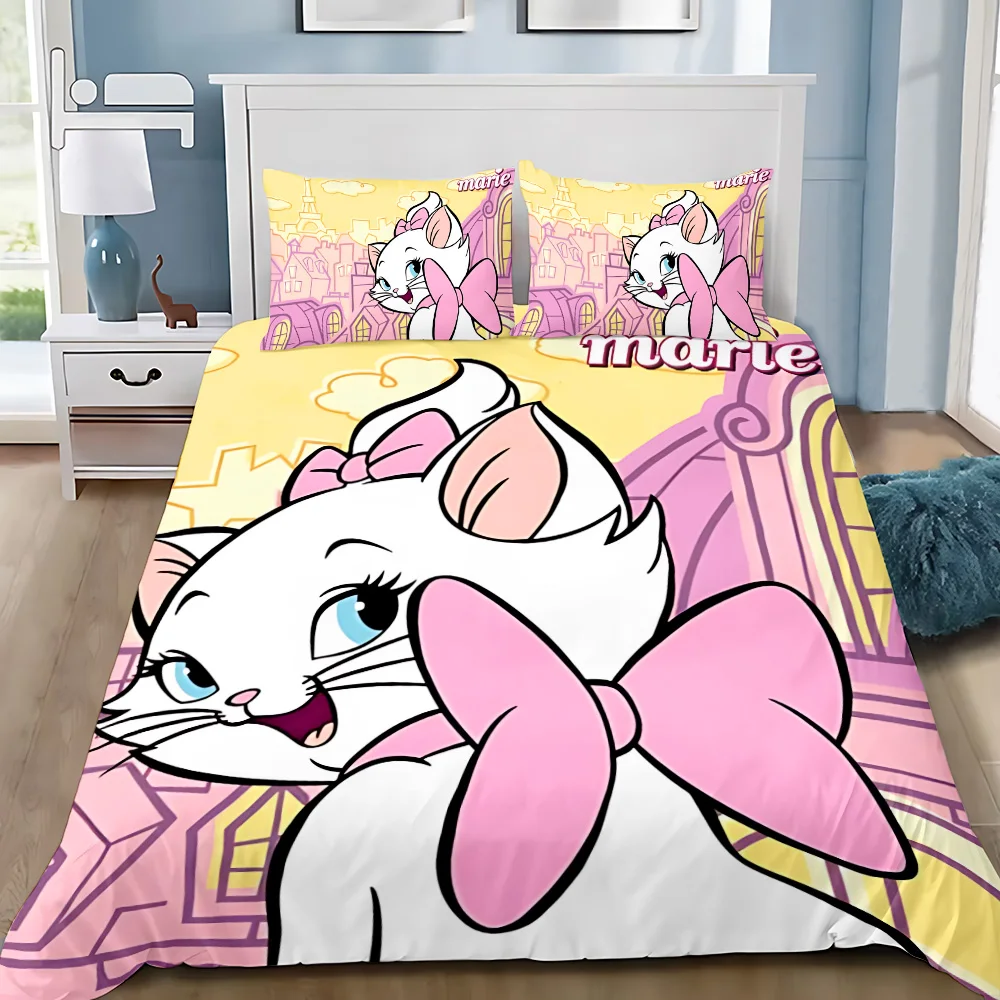 Aristocats розовый кот Мари пододеяльник наволочка комплект постельного белья для