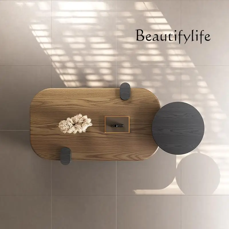 Итальянский минималистичный средневековый журнальный столик из цельного дерева