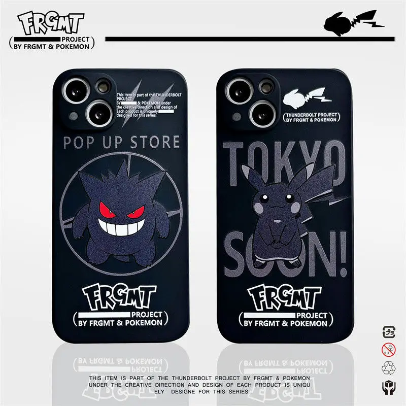 

2022 Black Pikachu Pokemon phone case for iphone 11 case 12 13 pro max iphone 7 8plus SE2020 X XS XR Smartphone Shockproof Cover