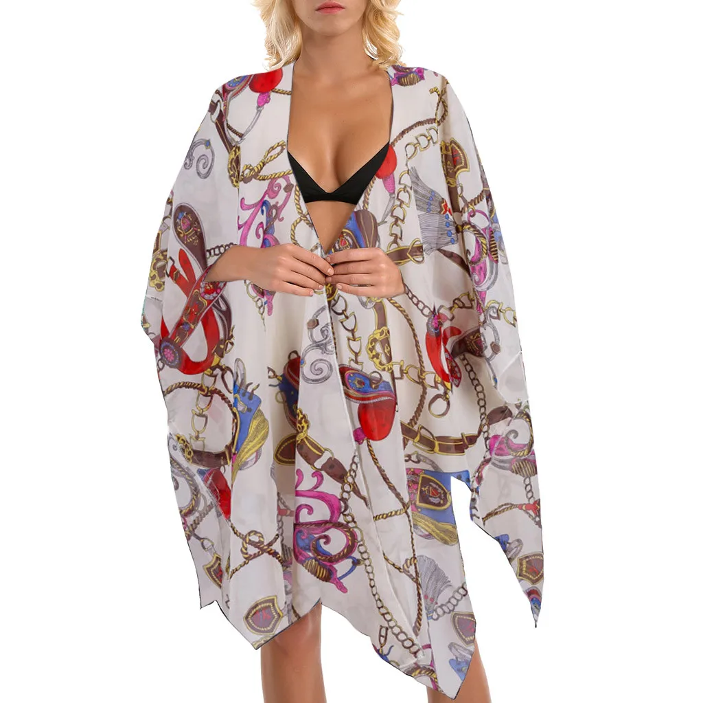 

Женская накидка на косточках с цветочным принтом