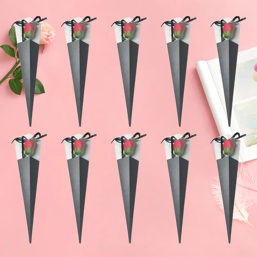 

Flower Box Bouquet Rose Gift Wrapping Paper Single Packaging Valentine Florist Sleeve Valentines Clear Sleeves Cone Wrap Roses