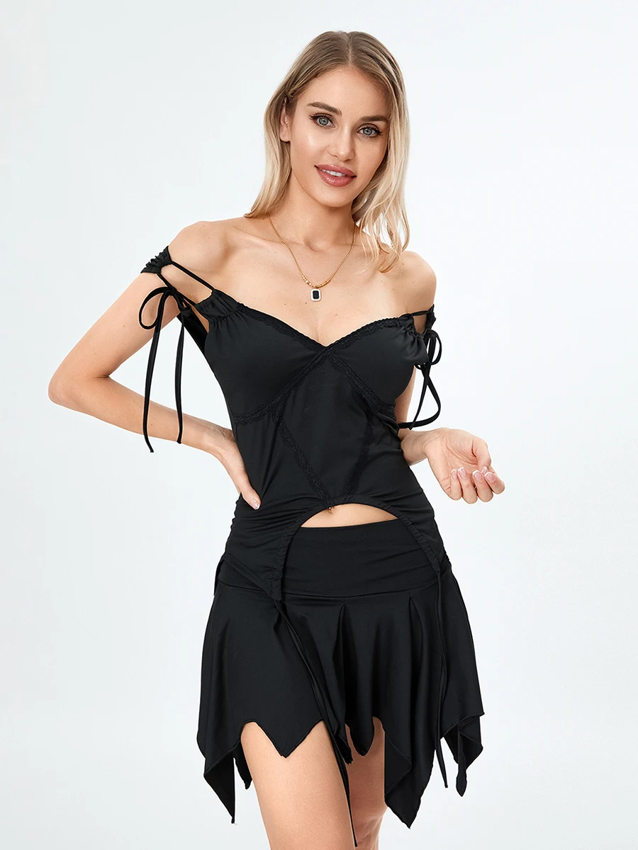 

Women's Summer Skirt Outfits Solid Color Sleeveless Crop Cami Tops + High Waist Ruffled Mini Short Skirt 2 Pieces Set