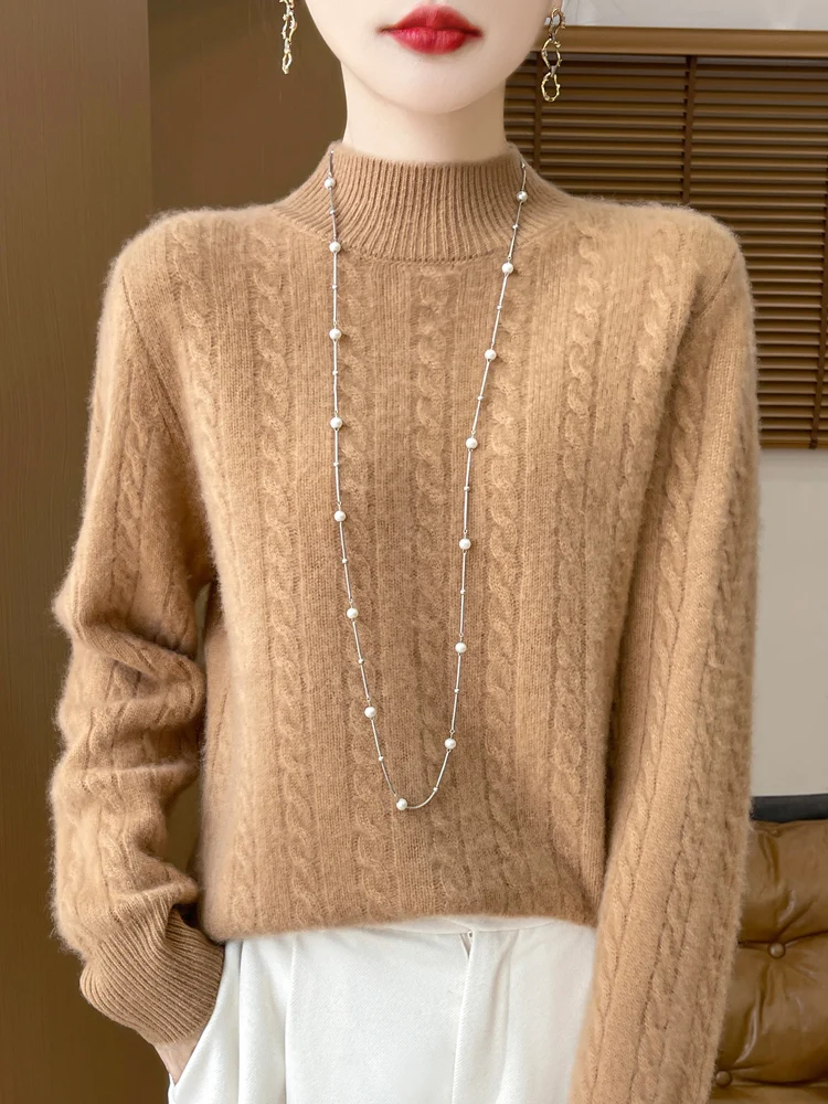 Новинка 2024 женский шерстяной свитер из мериноса утепленная толстовка с