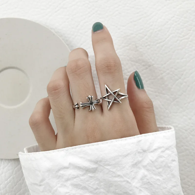 

Weiyue s925 sterling silver cross ladies ring retro open ring cold wind party dance fashion index finger ring wedding jewelry