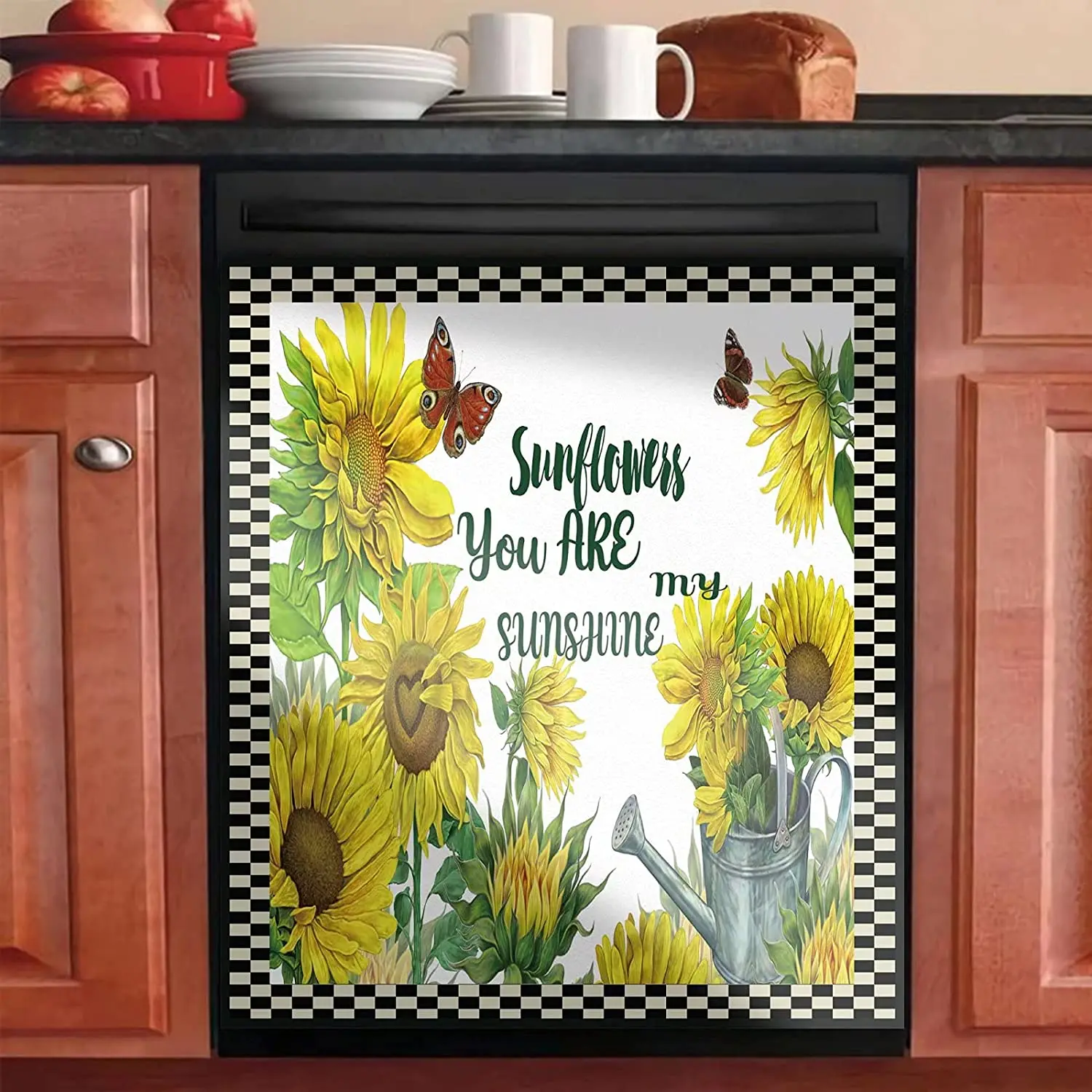 

Beimmortal You are My Sunshine Sunflower Dishwasher Magnet Cover Sticker,Butterfly Magnetic Decal Decoration,Sunflower Kitchen D
