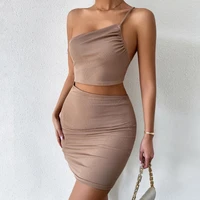 womens summer hollow one shoulder drawstring dress spaghetti strap slim bandage sexy bodyon dress backless dresses