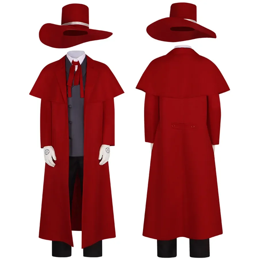 Костюм для косплея Alucard мужская рубашка штаны пальто шапка костюмы униформа