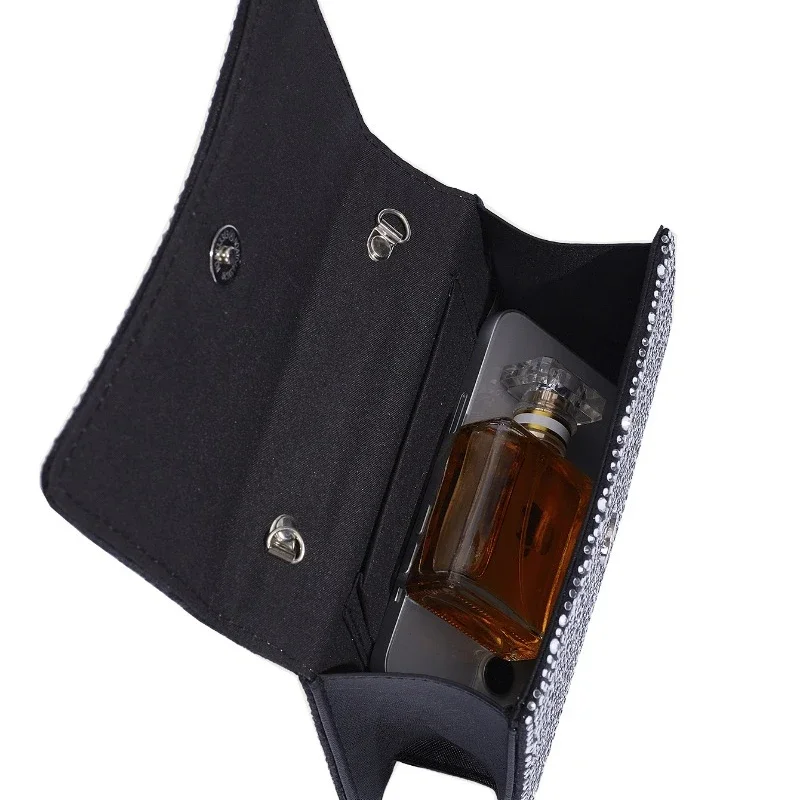 Вечерняя сумка со стразами модный саквояж на плечо с квадратной цепочкой цвет