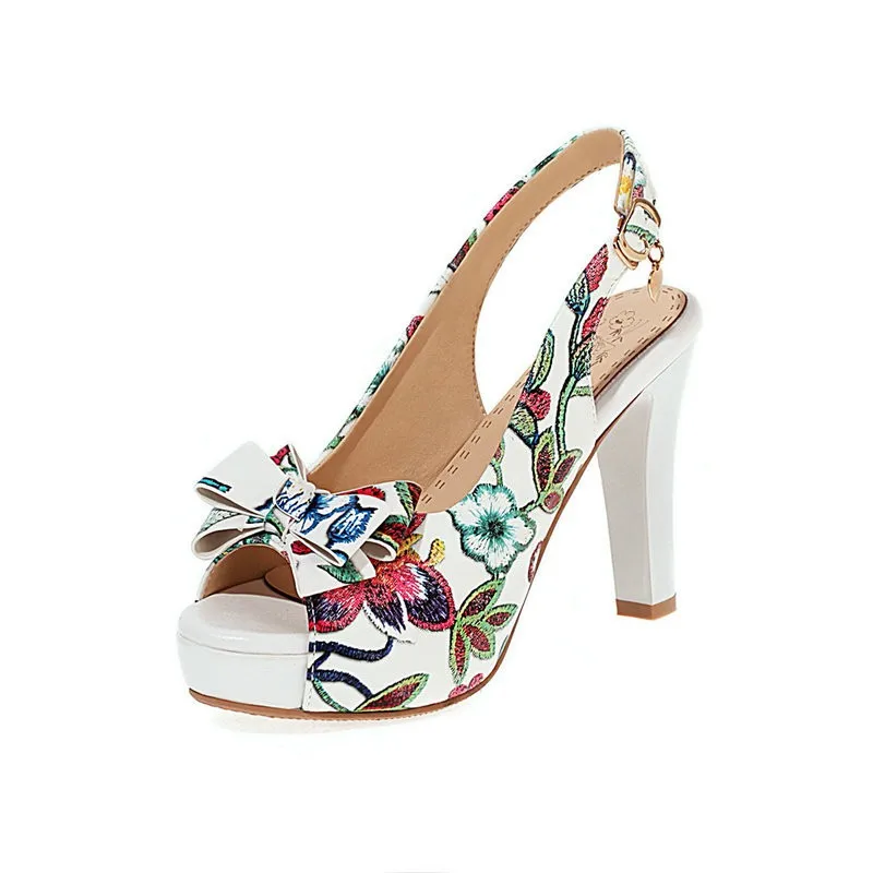 

Босоножки женские в этническом стиле на высоком каблуке 10,5 см, летняя обувь 34-43