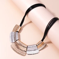 hot sale new fashion bohemian women alloy necklaces pendants antique vintage statement necklaces leather chain jewelry gifts