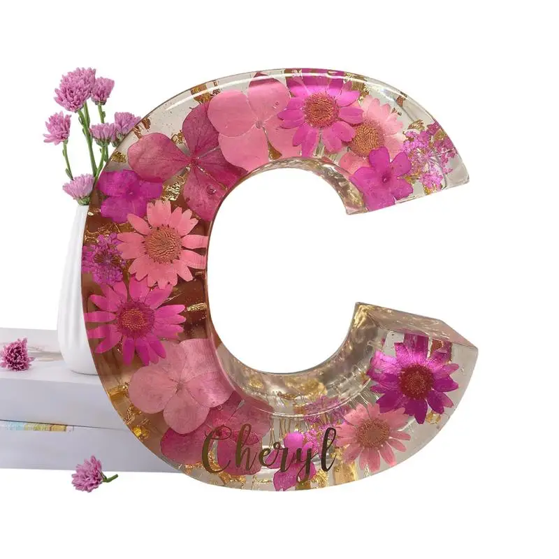 Декоративная настольная лампа с буквами и сухими цветами для спальни