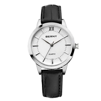 berny waterproof watch men quartz japan movement genuine leather fashion male wristwatch luxury brand dress wrist watch for men