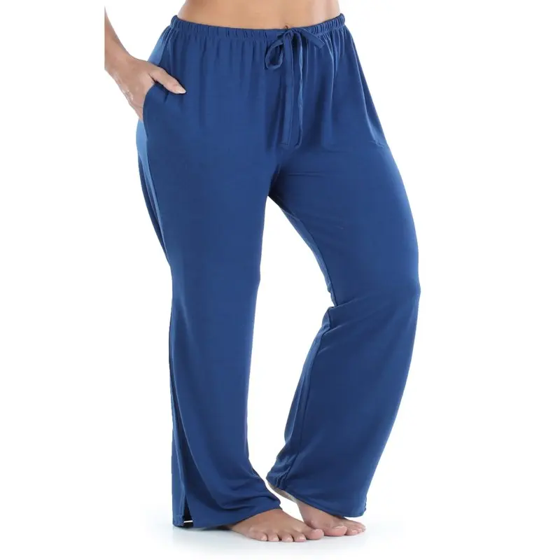 Women`s Stretchy Knit Short Sleeve Oversized Top and Pants Pajama Set