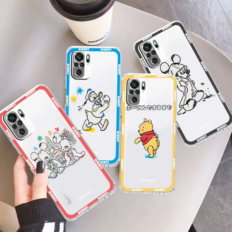 

Mickey Minnie Donald Duck Transparent Cover Phone Case For Xiaomi Redmi Note 11E 11S 11 11T 10 10S 9 9T 9S 8 8T Pro Plus 5G 7
