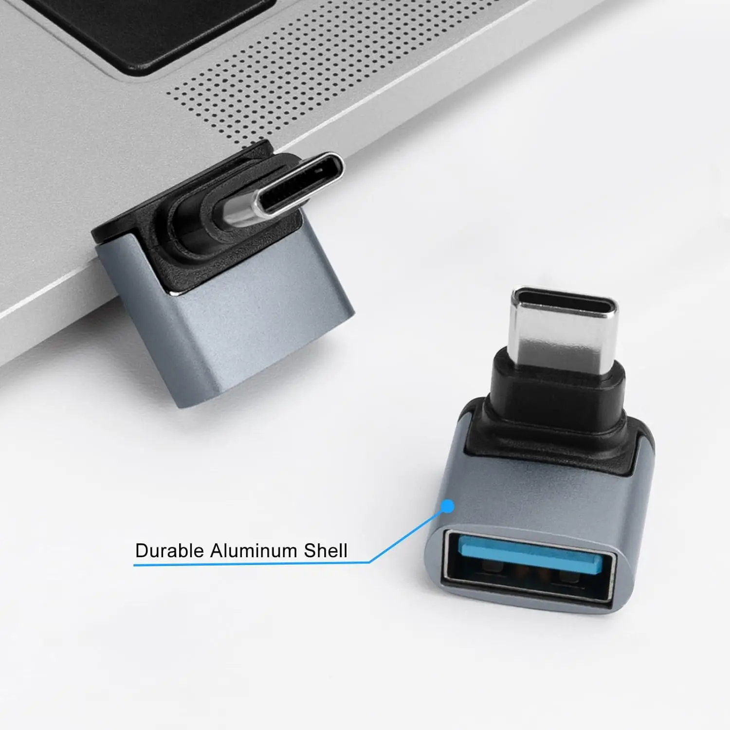 Фото 90-градусный адаптер USB C к USB 3.1 OTG, прямоугольный адаптер типа C к USB, передача данных 10 Гбит/с для смартфонов, планшетов, ноутбуков №5