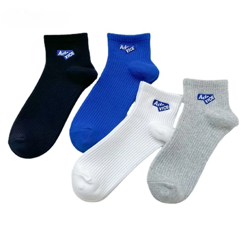 

Белые, синие, черные хлопковые носки до щиколотки, весенние и осенние спортивные носки, Дышащие Короткие носки с буквами