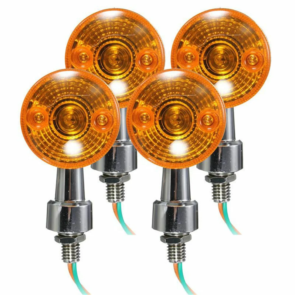 

4pcs/set Motorcycle Turn Signals Lights Amber Yellow Flasher Indicator Blinker Directional Accessories For Motorbike
