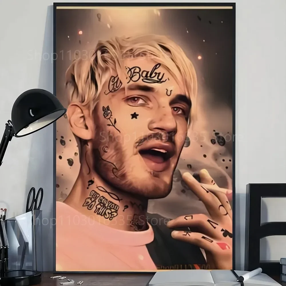 Портретный постер классический знаменитый рэпер L-Lil Peep с бумажным принтом