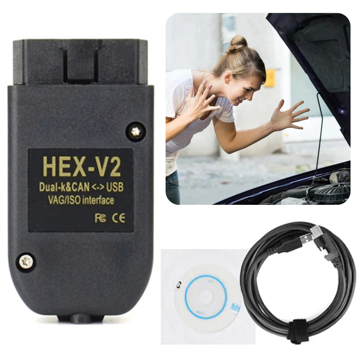 

2023 Newest VAGCOM 23.3.0 Obd2 Scanner HEX V2 VAG COM 22.10 FOR VW AUDI Skoda Seat ATMEGA162 Multi-language VAG COM